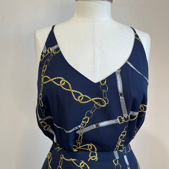 Banana Republic NWT Chain Print Satin Tank & Midi Skirt Set Old Money Chic - Picture 11 of 13